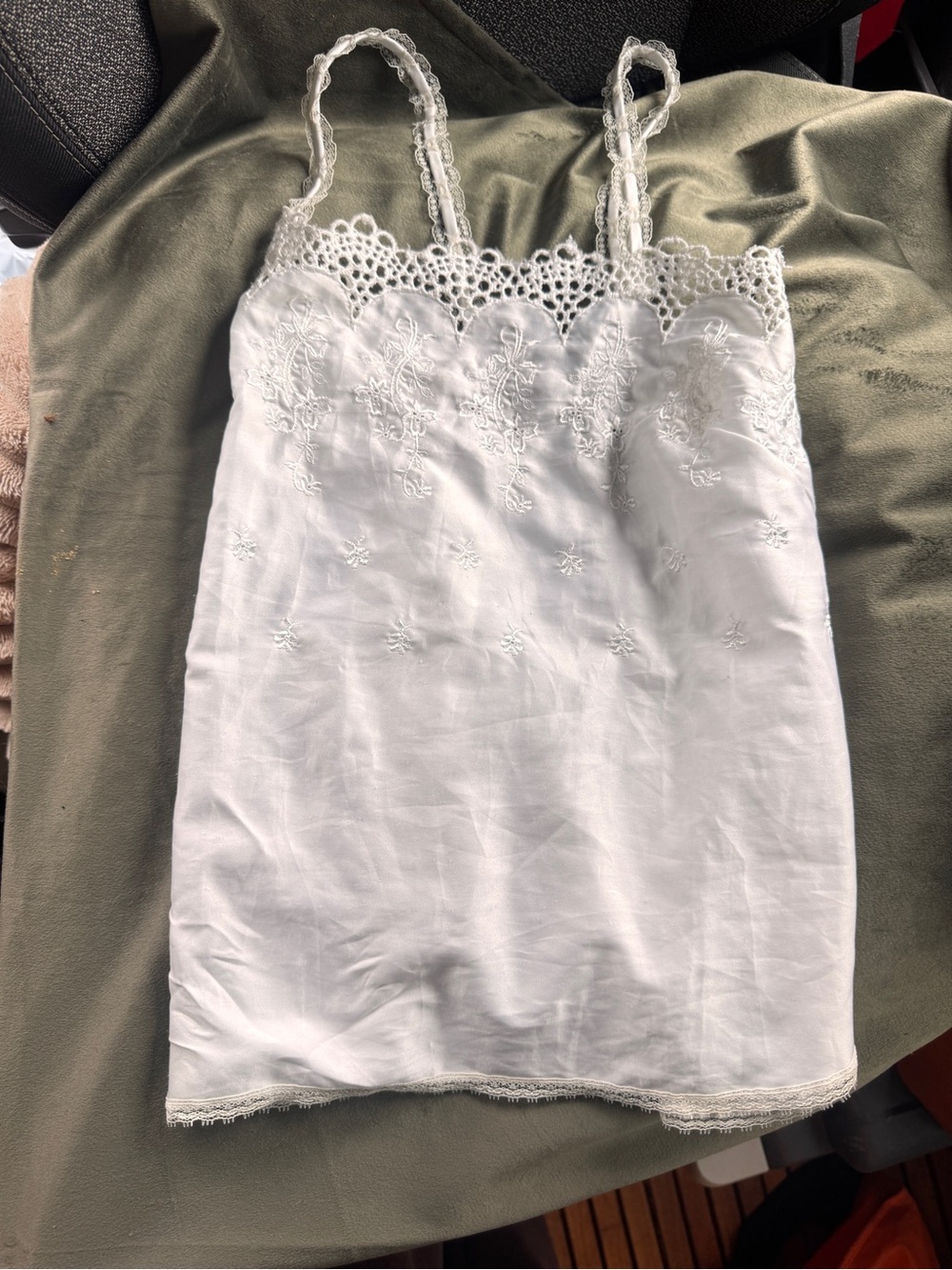 White Lace-Trim Embroidered Camisole Tank Top